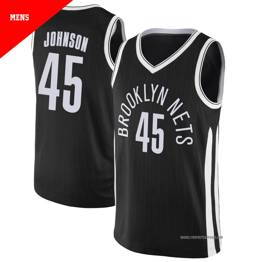 ＃45 Men's Keon Johnson Brooklyn Nets Black Swingman JerseyCity Edition