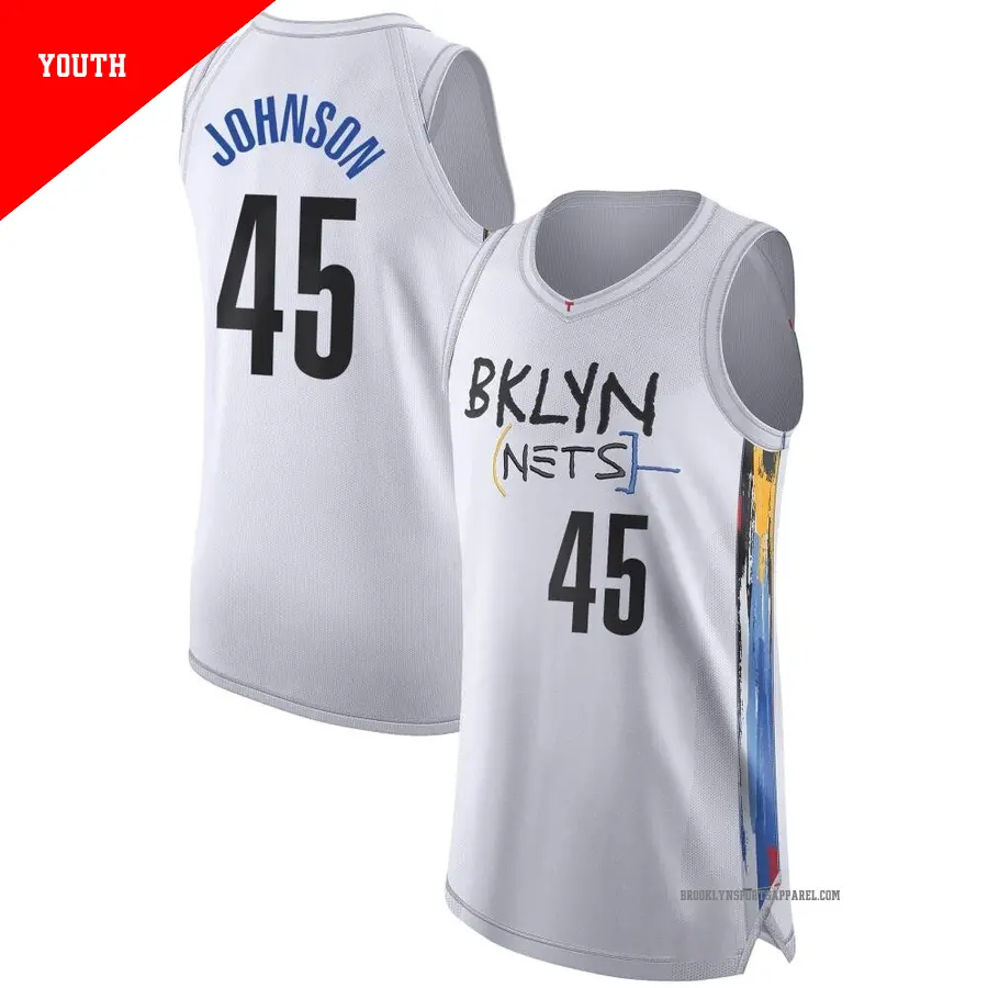 ＃45 Youth Keon Johnson Brooklyn Nets 2022/23 Authentic White City Edition Jersey