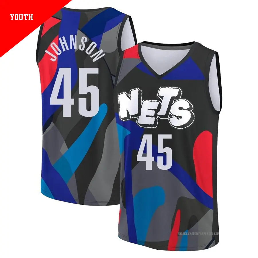 ＃45 Youth Keon Johnson Brooklyn Nets 2023/24 Fast Break Black City Edition Jersey