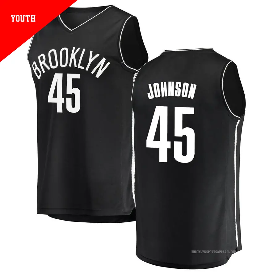 ＃45 Youth Keon Johnson Brooklyn Nets Black Fast Break JerseyIcon Edition