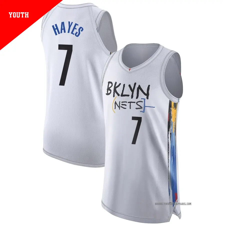 ＃7 Youth Killian Hayes Brooklyn Nets 2022/23 Authentic White City Edition Jersey