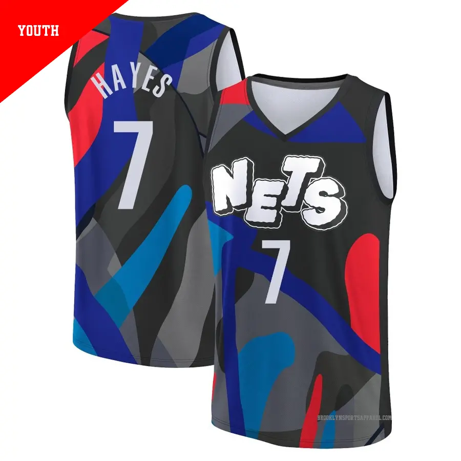 ＃7 Youth Killian Hayes Brooklyn Nets 2023/24 Fast Break Black City Edition Jersey