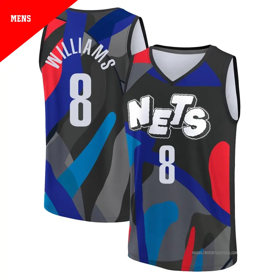 ＃8 Men's Ziaire Williams Brooklyn Nets 2023/24 Fast Break Black City Edition Jersey