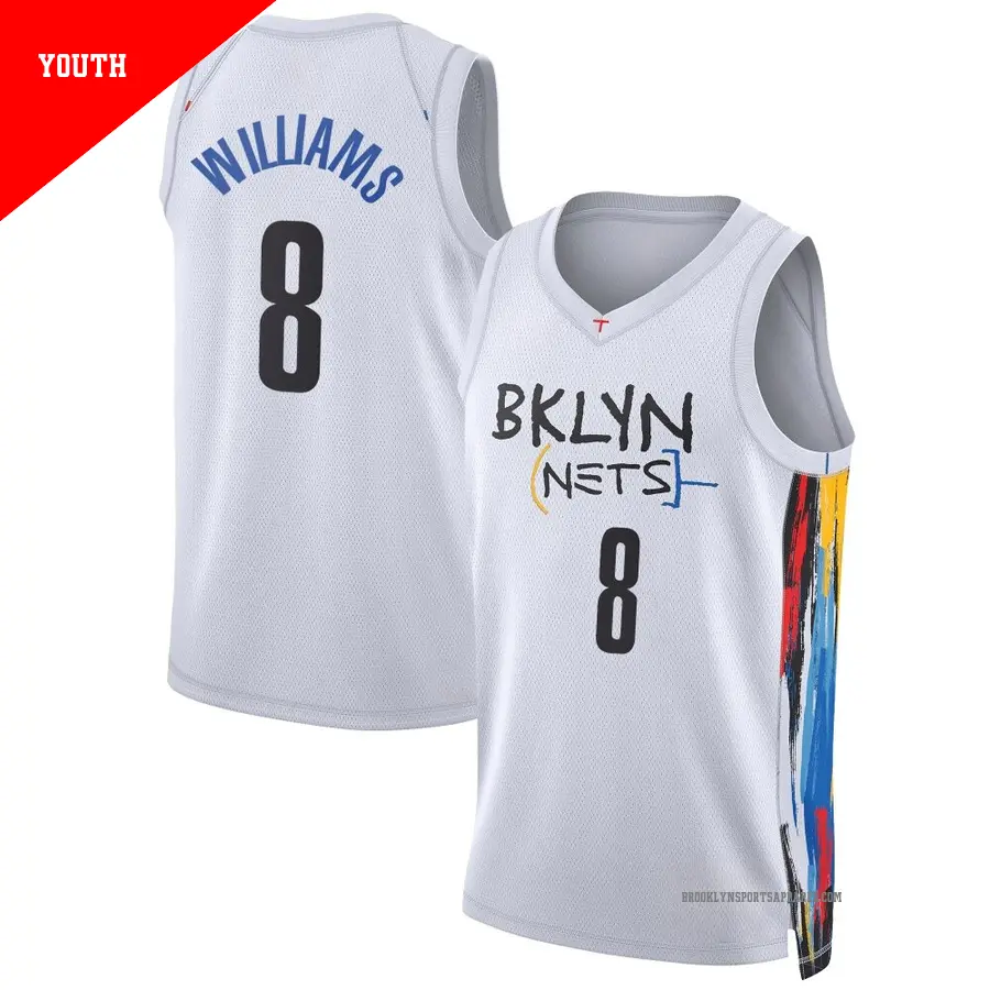 ＃8 Youth Ziaire Williams Brooklyn Nets 2022/23 Swingman White City Edition Jersey